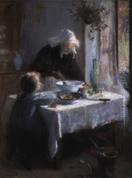 Interieur Oil Painting by Augusta Charlotte Rossmann