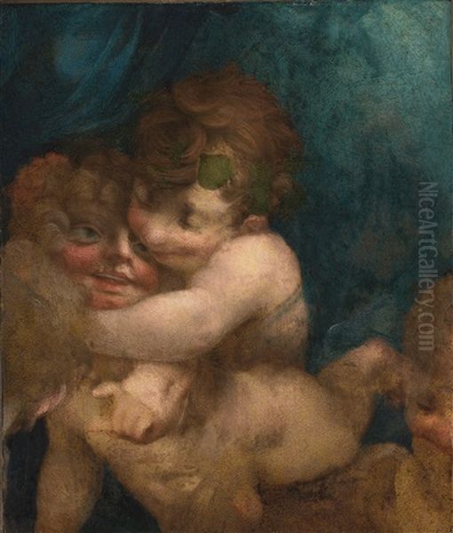 Putti Embracing Oil Painting by Rosso Fiorentino (Giovan Battista di Jacopo)