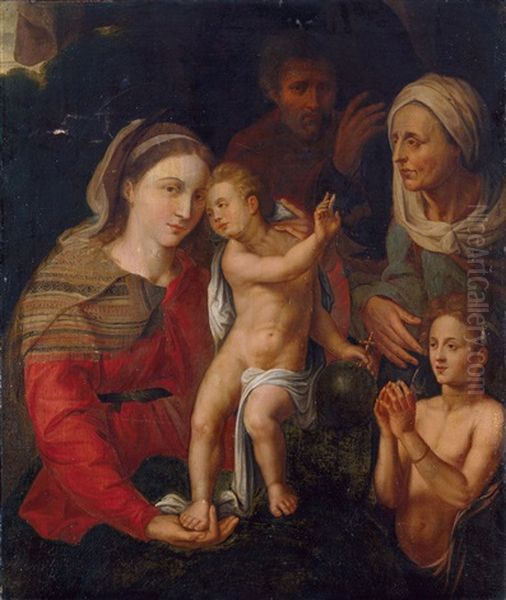 Die Heilige Familie Mit Der Heiligen Elisabeth Und Dem Johannesknaben Oil Painting by Rosso Fiorentino (Giovan Battista di Jacopo)