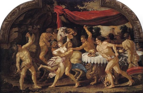 Il Ratto Di Una Donna: Frauenraub Oil Painting by Rosso Fiorentino (Giovan Battista di Jacopo)