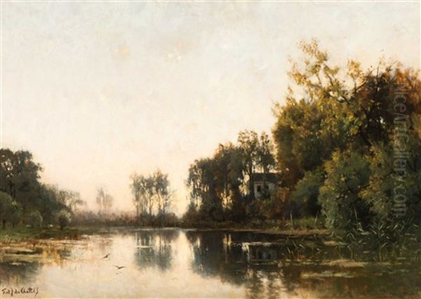 Vijver Oil Painting by Fredericus Jacobus Van Rossum Du Chattel