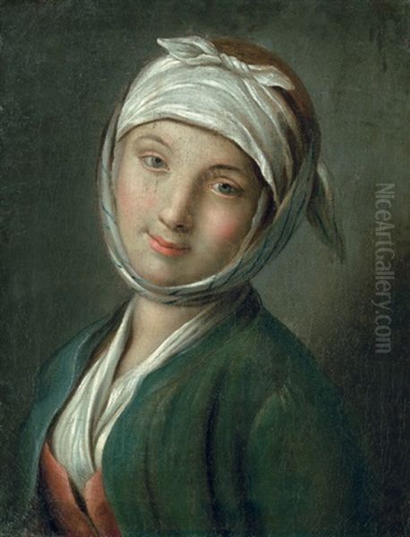 Bildnis Einer Jungen Frau Mit Weisem Kopftuch Oil Painting by Pietro Antonio Rotari
