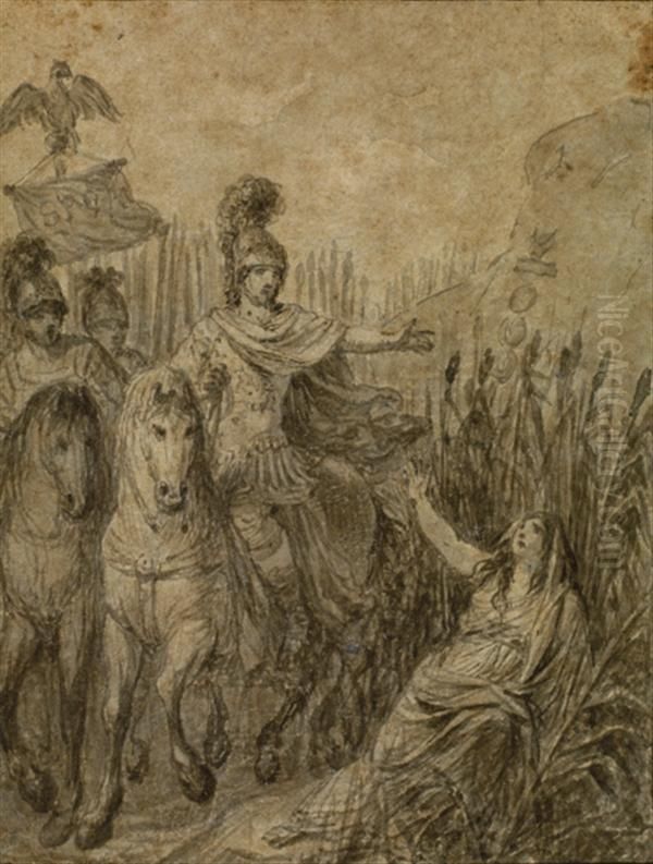 Soldats Romains Saluant Une Femme Oil Painting by Jean Francois Bosio