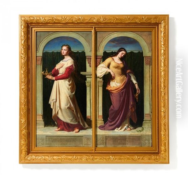 Kluge Und Torichte Jungfrau Oil Painting by Julius Wilhelm Louis Rotermund