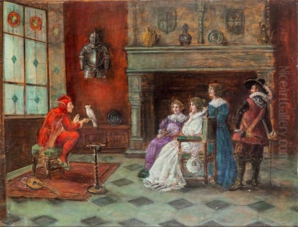 'le Troubadour Et Le Perroquet' Oil Painting by Joseph Anton Roth