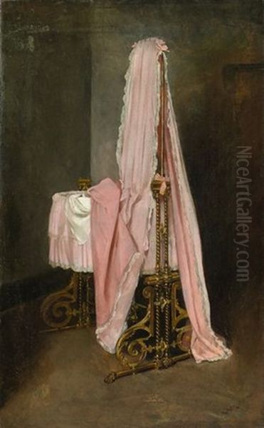 Cradle Oil Painting by Ludwig Roth