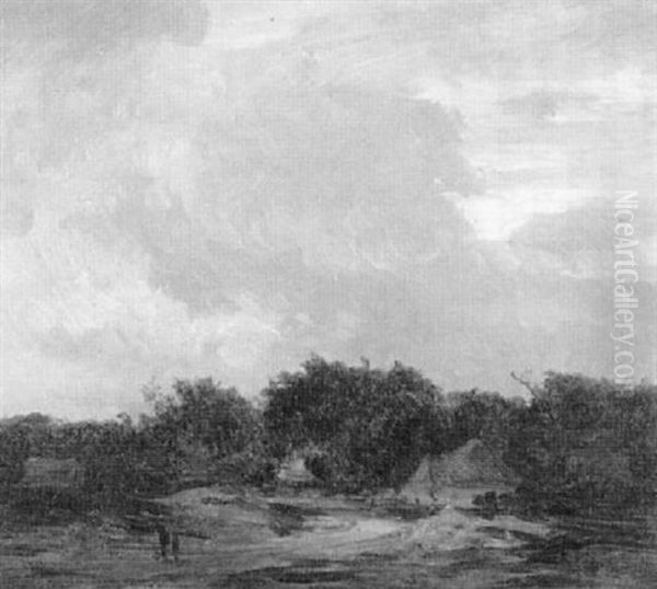 Gewitterstimmung Uber Hollandischer Landschaft Mit Bauernkaten Oil Painting by Philipp Roeth