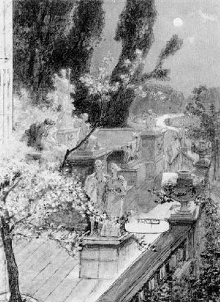 Garten Im Mondschein Oil Painting by Alexander Rothaug