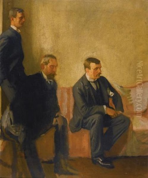 Henry Tonks, John Singer Sargent And Philip Wilson Steer, Study For A Composition Oil Painting by William Rothenstein