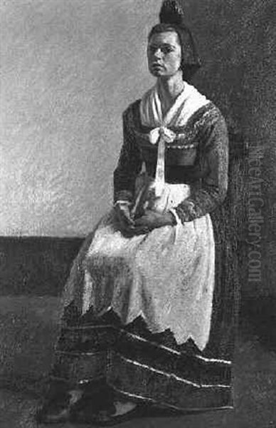 Portrait Of A Hessian Peasant Girl Oil Painting by William Rothenstein