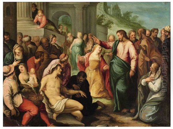 The Resurrection Of Lazarus Oil Painting by Hans Rottenhammer the Elder