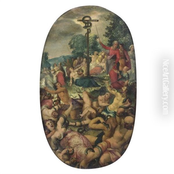 Moses And The Brazen Serpent Oil Painting by Hans Rottenhammer the Elder