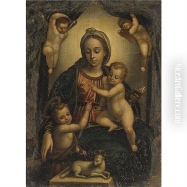 The Madonna And Child With The Infant Saint John The Baptist Oil Painting by Hans Rottenhammer the Elder
