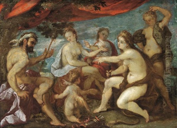 Herkules Bei Omphale Oil Painting by Hans Rottenhammer the Elder