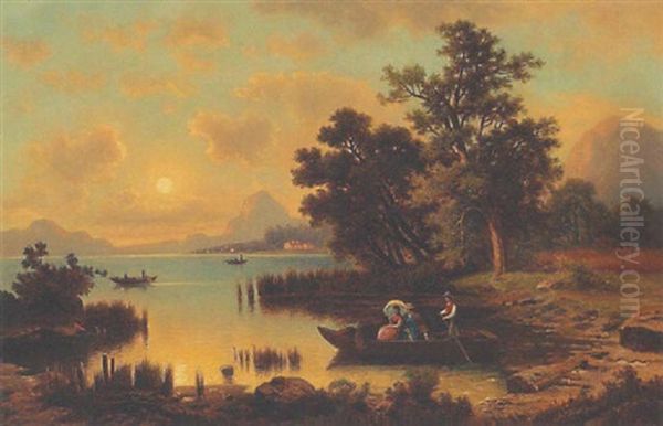 Die Bootsausfahrt Oil Painting by Franz Rotter