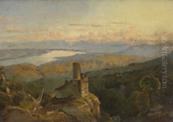 Alpenlandschaft Mit Burgruine Oil Painting by Carl Rottmann