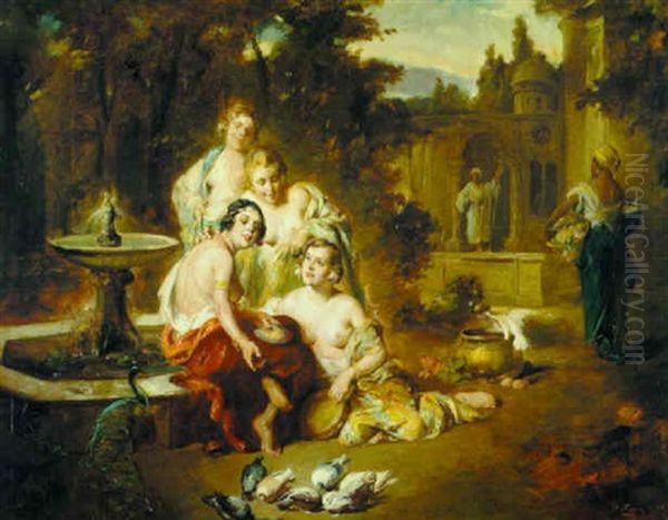 Im Garten Des Harems Oil Painting by Mozart Rottmann
