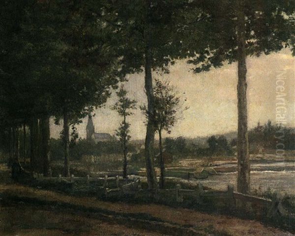 Bord De Riviere A La Campagne Oil Painting by Henri Rouart