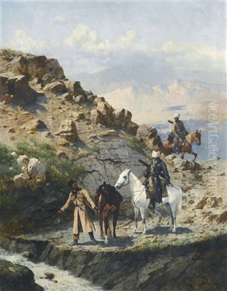 In The Caucasus Oil Painting by Franz Roubaud
