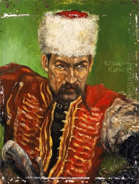 Portrat Eines Kosakenkapitans Oil Painting by Franz Roubaud