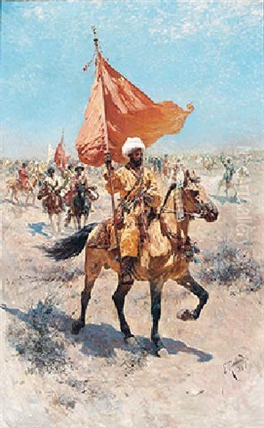 Ready For Battle Oil Painting by Franz Roubaud