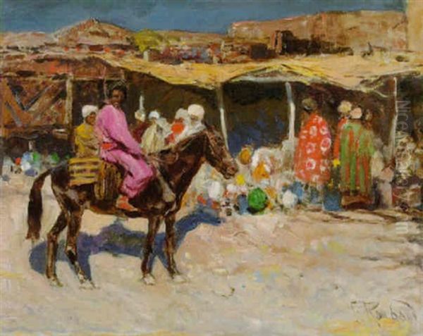 Basarstrase Im Kaukasus Oil Painting by Franz Roubaud