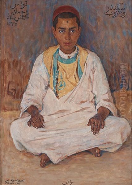 Muldi, Portrait Of A Tunisian Boy Oil Painting by Alexandre Roubtzoff
