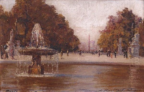 La Concorde Vue Des Tuileries, Paris Oil Painting by Alexandre Roubtzoff
