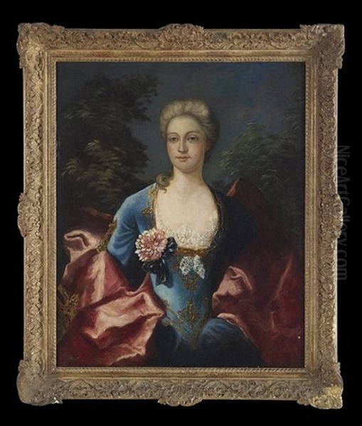 Portrait Of A Court Lady In 18th-century Costume Oil Painting by Jean Sebastien Rouillard