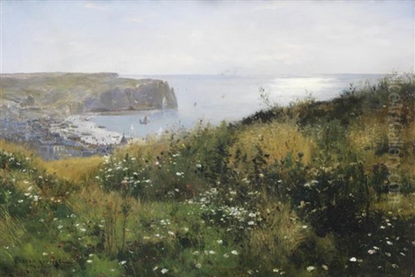 Coastal Landscape, Etretat Oil Painting by Gaston-Marie-Anatole Roullet
