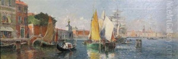 Vue De Venise Oil Painting by Gaston-Marie-Anatole Roullet