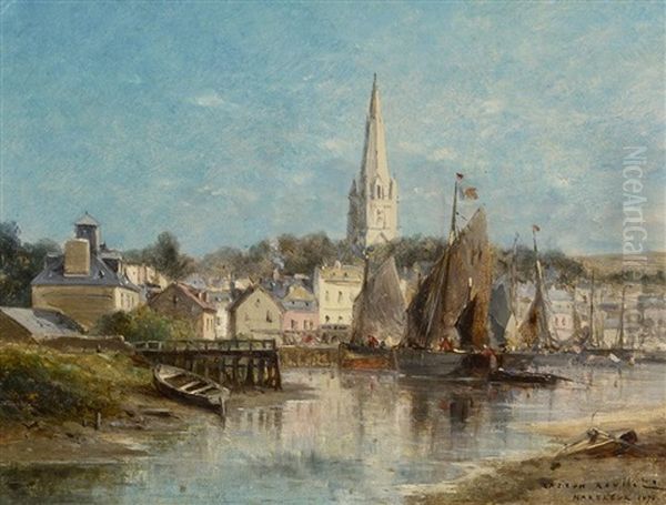 Der Hafen Von Honfleur Oil Painting by Gaston-Marie-Anatole Roullet
