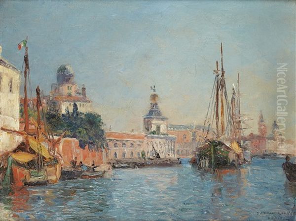 Venise, Le Seminaire Et La Pointe De La Douane Oil Painting by Gaston-Marie-Anatole Roullet