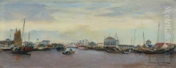 Haiphong, Tonkin Oil Painting by Gaston-Marie-Anatole Roullet
