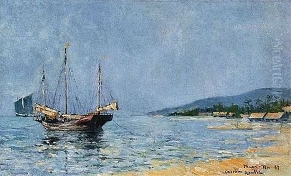 Bateaux Dans La Baie Thunn Yen Oil Painting by Gaston-Marie-Anatole Roullet