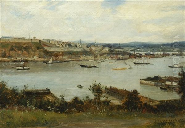 View Of Quebec From Levis Oil Painting by Gaston-Marie-Anatole Roullet