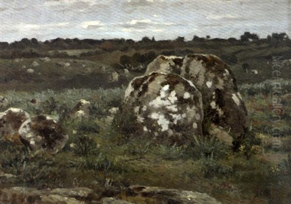 Rochers A Fontainebleau Oil Painting by Gaston-Marie-Anatole Roullet
