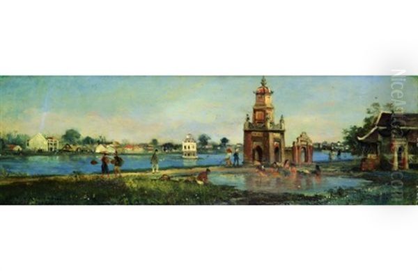 Vue Du Cambodge Oil Painting by Gaston-Marie-Anatole Roullet
