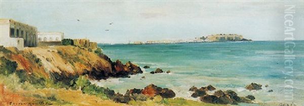 Entree De Dakar Au Senegal - L'ile De Goree Oil Painting by Gaston-Marie-Anatole Roullet