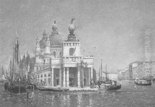 La Dogana - Venise Oil Painting by Gaston-Marie-Anatole Roullet
