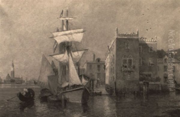 Voilier A Venise Oil Painting by Gaston-Marie-Anatole Roullet