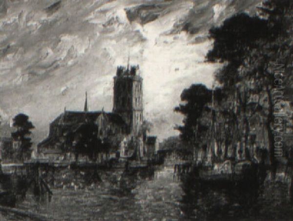 Dordrecht Oil Painting by Gaston-Marie-Anatole Roullet