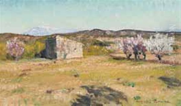 Paysage Des Alpilles Oil Painting by August L. Roure