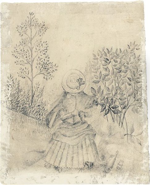 Le Diner Sur L'herbe - Femme Tricotant Oil Painting by Henri Julien Rousseau