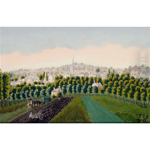 Vue De Billancourt Et Bas Meudon Effet De Brume Oil Painting by Henri Julien Rousseau