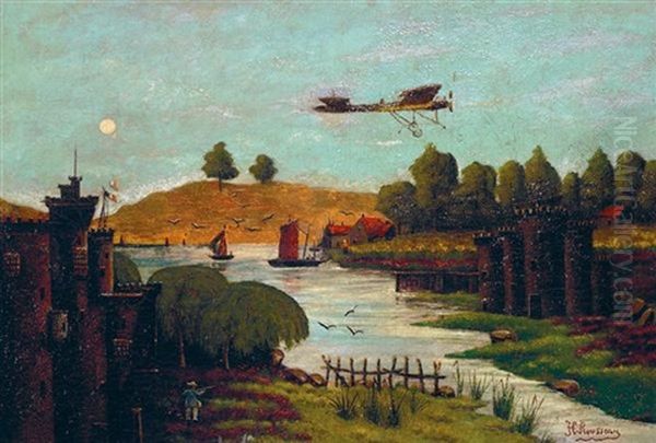 Paysage A L'avion Oil Painting by Henri Julien Rousseau