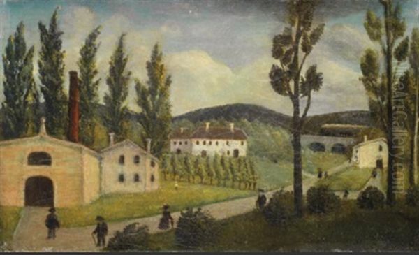 Paysage Avec Des Promeneurs Oil Painting by Henri Julien Rousseau