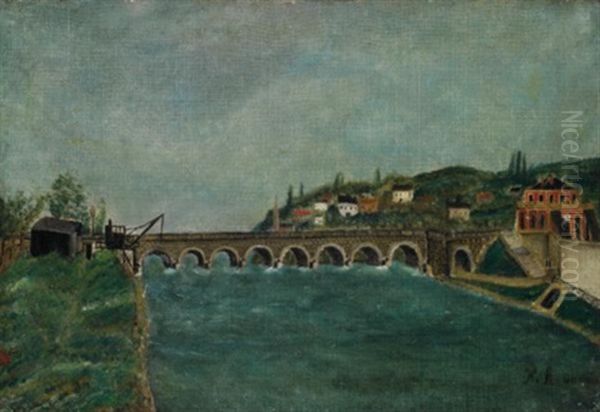 Vue Du Pont De Sevres Et De Saint-cloud Oil Painting by Henri Julien Rousseau