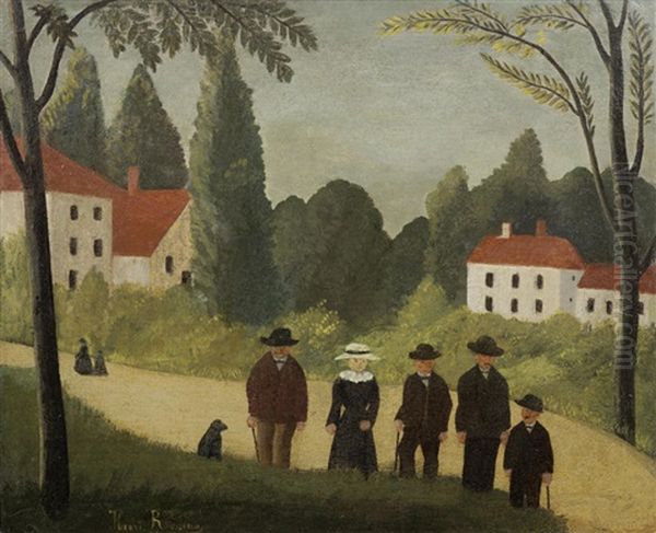 Le Douanier Les Promeneurs Oil Painting by Henri Julien Rousseau