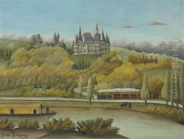 Bords De La Marne (l'automne, Vue De Damery-boursault) Oil Painting by Henri Julien Rousseau